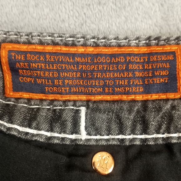 ROCK REVIVAL Algodon Straight Shorts  Mens Size 34 Gray & White  Acid Wash - Picture 5 of 14